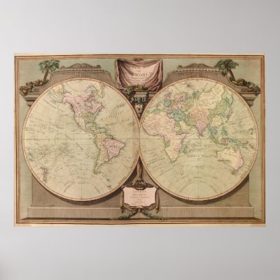 Antique 1808 World Map by Laurie and Whittle Print