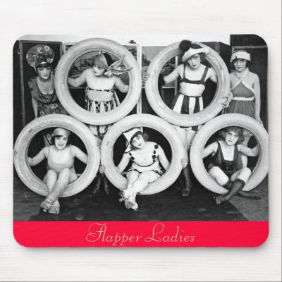 Antique 1920s Liberal Flapper Ladies Photo Mousemat by Biblioartgifts