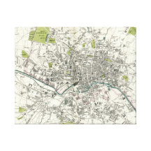 Antique 19th Century Map of Leeds Canvas Print