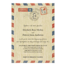Antique Airmail Wedding Invitation