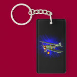 Antique airplane on blue key chains