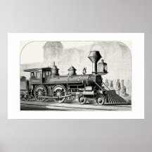 Antique American Locomotive Steam Engine Print