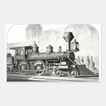Antique American Locomotive Steam Engine Rectangular Stickers