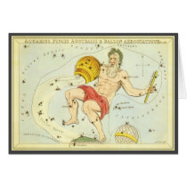 Antique Aquarius, Water Bearer, Signs of Zodiac Card