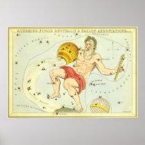 Antique Aquarius, Water Bearer, Signs of Zodiac Posters