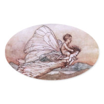 Antique Arthur Rackham Fairy Illustration Oval Stickers