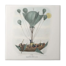 Antique Balloon Air Ship Ceramic Tiles