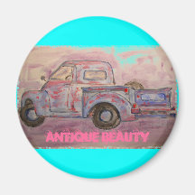 antique beauty blue patina truck magnets