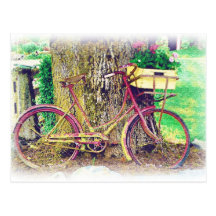 Antique Bike with Flower Basket Postcard