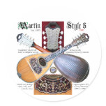 Antique Bowlback Mandolin Round Stickers