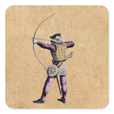 Antique British Costume 15th Century Bowman Stickers by Britishness