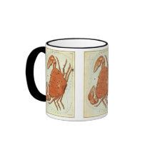 Antique Cancer, the Crab, Signs of the Zodiac Coffee Mugs