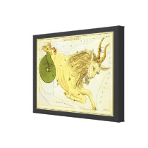 Antique Capricorn, the Goat, Signs of the Zodiac Stretched Canvas Print