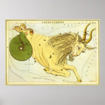 Antique Capricorn, the Goat, Signs of the Zodiac Print