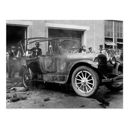 Antique Car Fire, 1921 Post Card