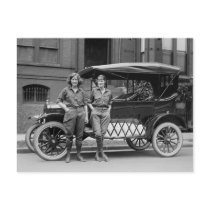 Antique Car Girls, 1920s Post Card