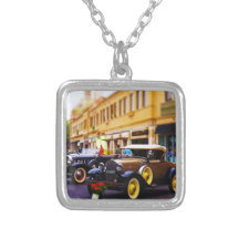 Antique Cars on Display at Country Club Plaza KC Personalised Necklace