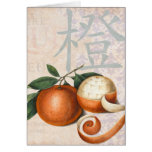 Antique Chinese Oranges Vintage Collage Greeting Cards