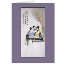 Antique Chinese Painting of Three Chinese Ladies Greeting Card
