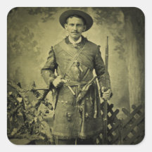 Antique Civil War Soldier Confederate Tintype Square Sticker