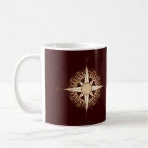 Antique Compass Chocolate Brown Mug