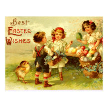 Antique Easter Postcard Children Chicks Nostalgic