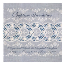 Antique embroidery baptism invitation