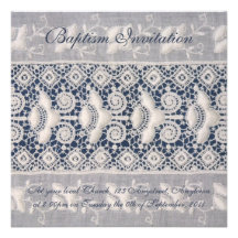 Antique embroidery baptism invitation (boy)