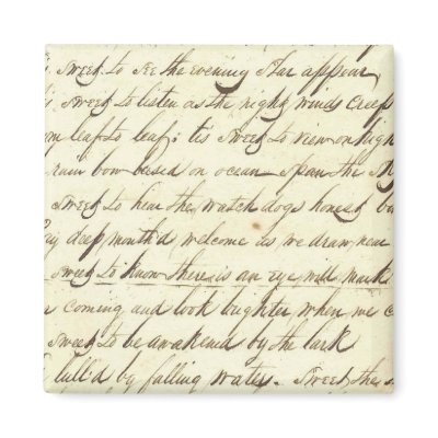 Antique Ephemera Cursive Calligraphy Script Poetry Magnet by nyamomo