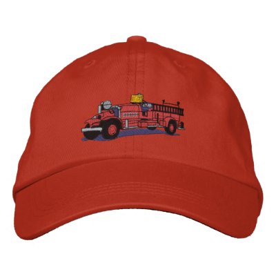 Antique Fire Truck Embroidered Hat by ZazzleEmbroidery