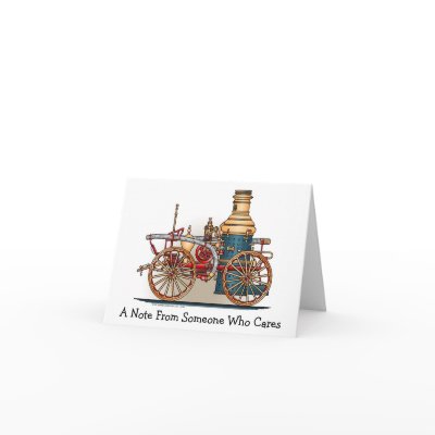 Antique Fire Truck Steam Pumper Note Card by JustFirePoliceEMS