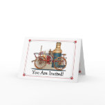 Antique Fire Truck Steam Pumper Party Invitation Greeting Cards