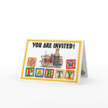 Antique Fire Truck Steam Pumper Party Invitation cards