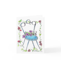Antique Flower Chair Drawing Blank Notecard