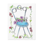 Antique Flower Chair Drawing Postcard