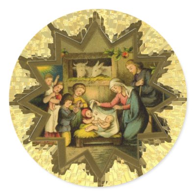 Antique German Nativity on Sticker by lkranieri