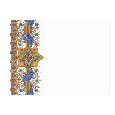 Antique Gold Floral with Blue Leaf Border Template by AngelCityArt