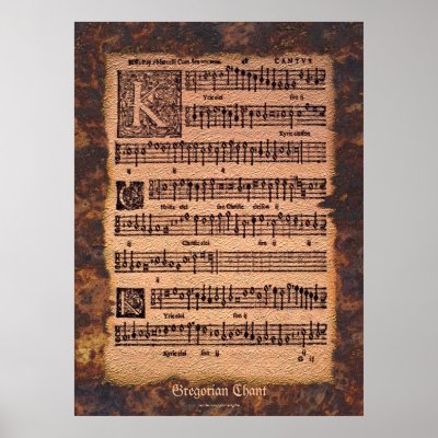 Antique Gregorian Chant Sheet Music Art Poster by RavenSpiritPrints