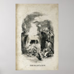 Antique Halloween Witch Cauldron Incantation Poster