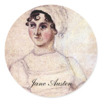 Antique Jane Austen Portrait Round Sticker