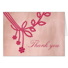 Antique Jewels Thank You Card, Magenta