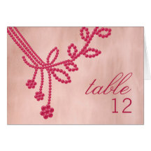 Antique Jewels Wedding Table Card, Magenta
