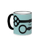 Antique keys cute on blue coffee mug