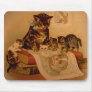 Antique Kittens and Books Illustration Mousepad