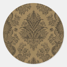 Antique Lace Brown Round Stickers