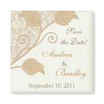 Antique Lace, Leaves Wedding Save the Date Magnet