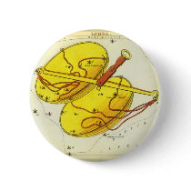 Antique Libra, Scales of Justice, Signs of Zodiac Pinback Button