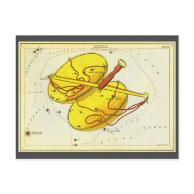 Antique Libra, Scales of Justice, Signs of Zodiac Post Card by YesterdayCafe