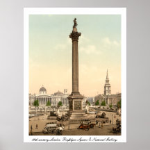 Antique London England : Trafalgar Square Poster