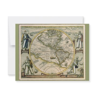Antique Map, America Sive Novus Orbis, 1596 Announcement by YesterdayCafe